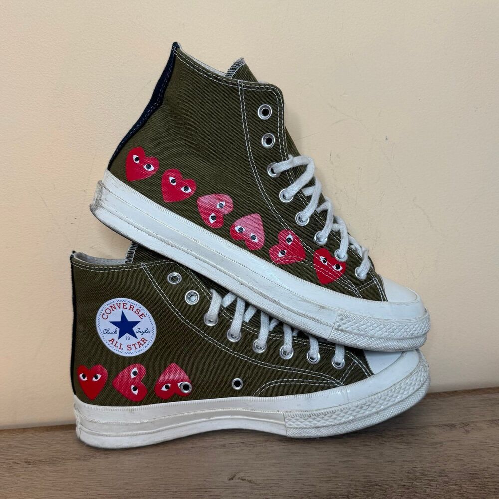 Converse Comme des Garcons Play Womens 9 Green Low Top Sneakers Mens 7 green - Picture 2 of 7